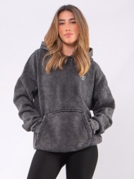 c1106 | flower logo - hoodie ανθρακί c1106