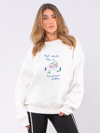 c1115 | problem - crewneck άσπρο c1115