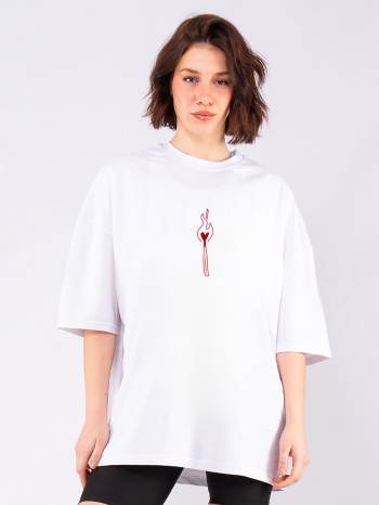 c1125 | love on fire - oversized άσπρο c1125