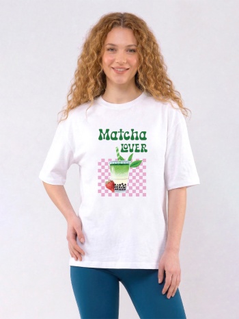 c1136 | matcha lover - oversized άσπρο c1136