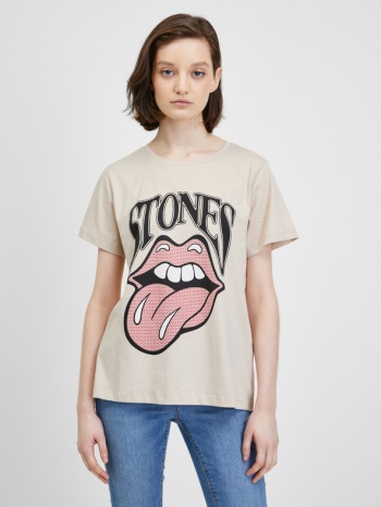 noisy may nate t-shirt beige 100% cotton σε προσφορά