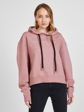 replay sweatshirt pink 100% cotton σε προσφορά