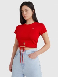tommy jeans t-shirt red 95% viscose, 5% elastane
