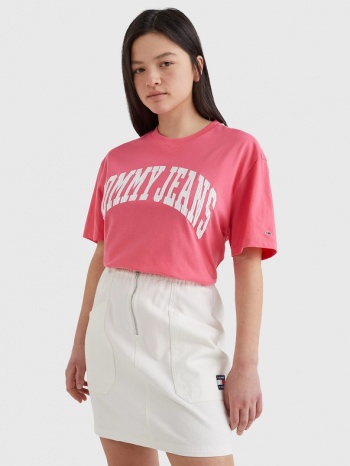 tommy jeans t-shirt pink 100 % organic cotton