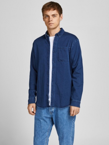 jack & jones indigo shirt blue 100% cotton σε προσφορά