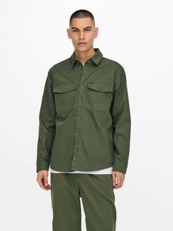 only & sons bob shirt green 65% polyester, 35% cotton σε προσφορά