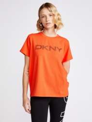 dkny striped logo t-shirt orange 58 % cotton, 38 % modal, 4 % elastane