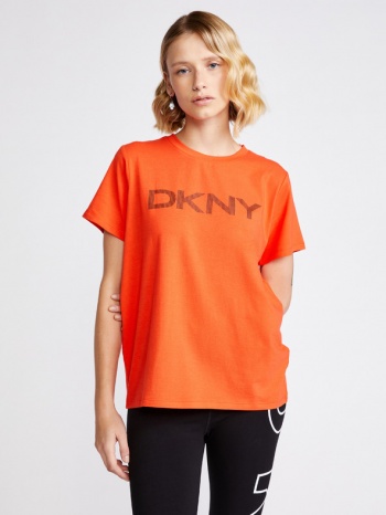 dkny striped logo t-shirt orange 58 % cotton, 38 % modal, 4 σε προσφορά
