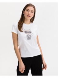 karl lagerfeld ikonik rhinestone t-shirt white 100 % organic cotton