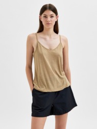 selected femme ivy top brown 88% recycled polyester, 12% len