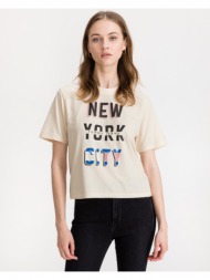 tommy jeans new york city crop top beige 50% polyester, 38% cotton, 12% viscose