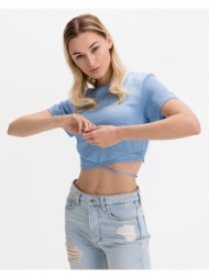 guess starling crop top blue 100% polyester