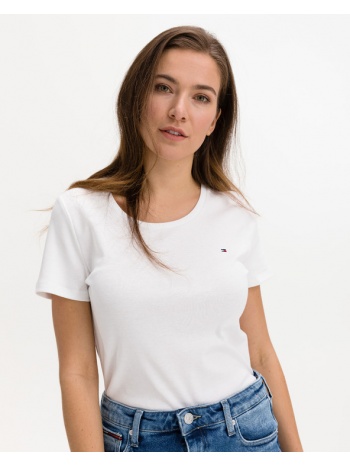 tommy hilfiger slim round t-shirt white 100% cotton σε προσφορά