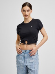 tommy jeans t-shirt black 95% viscosis lenzing™ ecovero™, 5% elastane