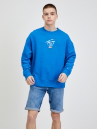 tommy jeans sweatshirt blue 50% recycled polyester, 50% recycled cotton