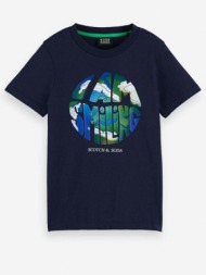 scotch & soda kids t-shirt blue 100 % organic cotton