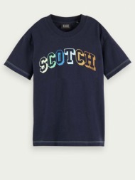 scotch & soda kids t-shirt blue 100 % organic cotton