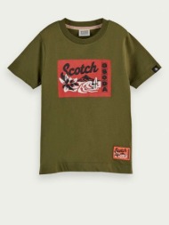 scotch & soda kids t-shirt green 100 % organic cotton