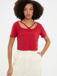 trendyol t-shirt red 100% cotton