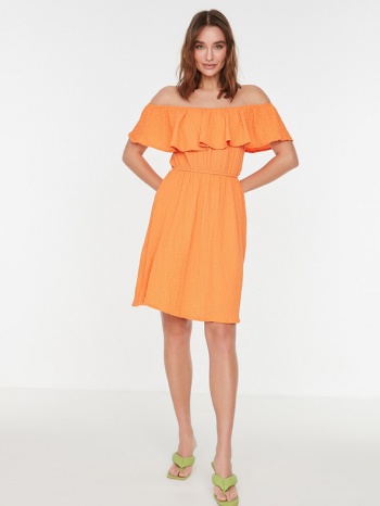 trendyol dresses orange 97% cotton, 3% elastane σε προσφορά