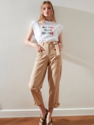 trendyol trousers beige 100% cotton