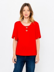 camaieu t-shirt red 95% polyester, 5 elastane