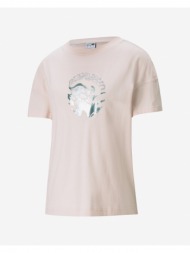 puma evide graphic t-shirt pink 100% cotton
