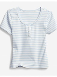 gap henley kids t-shirt blue white 60% cotton, 40% recycled polyester