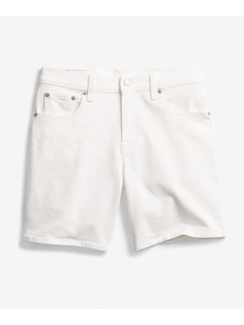 gap 5` mid rise denim shorts white 99% cotton, 1% elastane