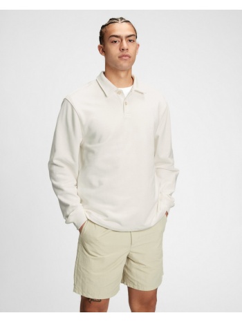 gap french terry polo t-shirt white 100% cotton σε προσφορά