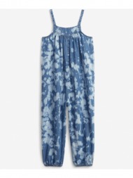gap tie-dye denim kids jumpsuit blue 100% cotton