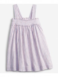 gap linen stripe kids dress pink 55% flax, 45% cotton