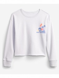 gap graphic boxy kids sweatshirt white 77% cotton, 14% polyester, 9% recycled polyester