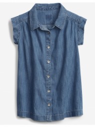 gap denim med ss kids shirt blue 100% cotton