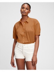 gap shirred shirt brown 100% cotton