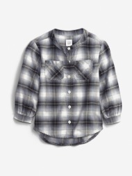 gap oversize flannel kids shirt grey 100% cotton
