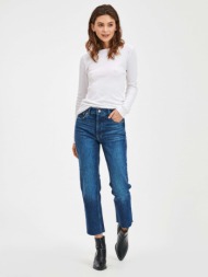 gap straight high rise jeans blue 94% cotton, 5% recycled cotton, 1% elastane