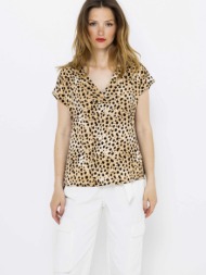 camaieu blouse brown front part - 100% polyester; back part - 95% viscose, 5% elastane