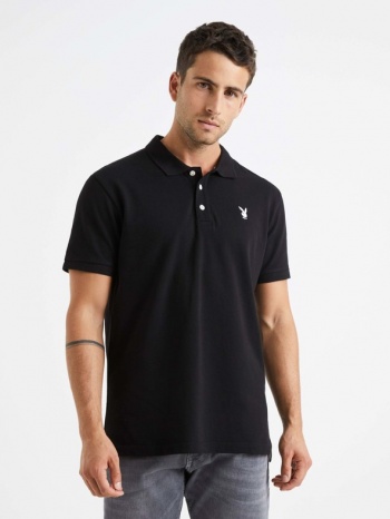 celio playboy polo shirt black 100% cotton σε προσφορά