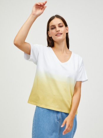 pieces abba t-shirt yellow 95% cotton, 5% elastane σε προσφορά