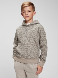 gap leopard kids sweatshirt grey 77% cotton, 14% polyester, 9% recycled polyester
