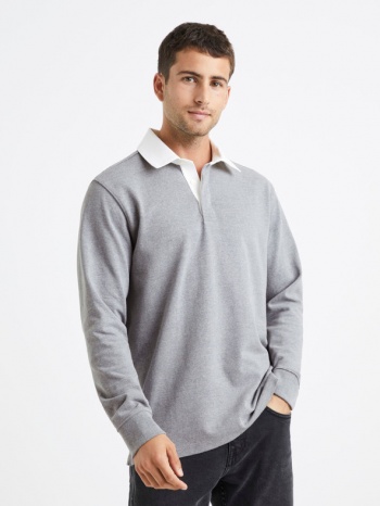 celio polo shirt grey 60% cotton, 40% polyester σε προσφορά