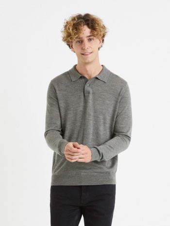 celio veitalian sweater grey 100% wool σε προσφορά