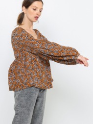 camaieu blouse brown 100% polyester