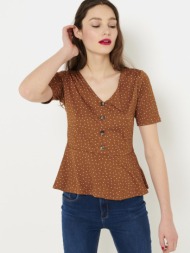 camaieu blouse brown 99% polyester, 1% elastane