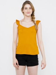 camaieu blouse yellow 99% polyester, 1% elastane