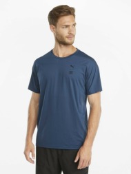puma train first mile tee t-shirt blue 84% recycled polyester, 14% lycra, 2% polyester