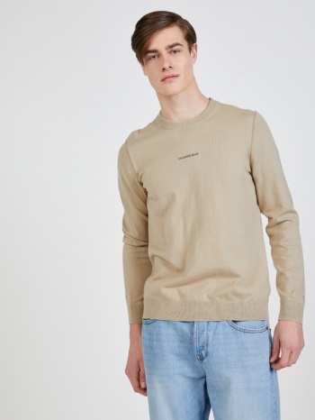 calvin klein jeans essential sweatshirt beige 80% cotton σε προσφορά