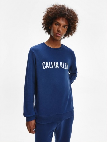 calvin klein jeans sweatshirt blue 57% cotton, 38% σε προσφορά
