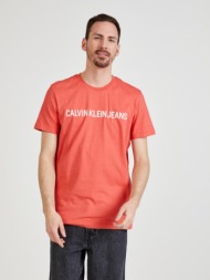 calvin klein jeans t-shirt red 51% organic cotton, 49% cotton